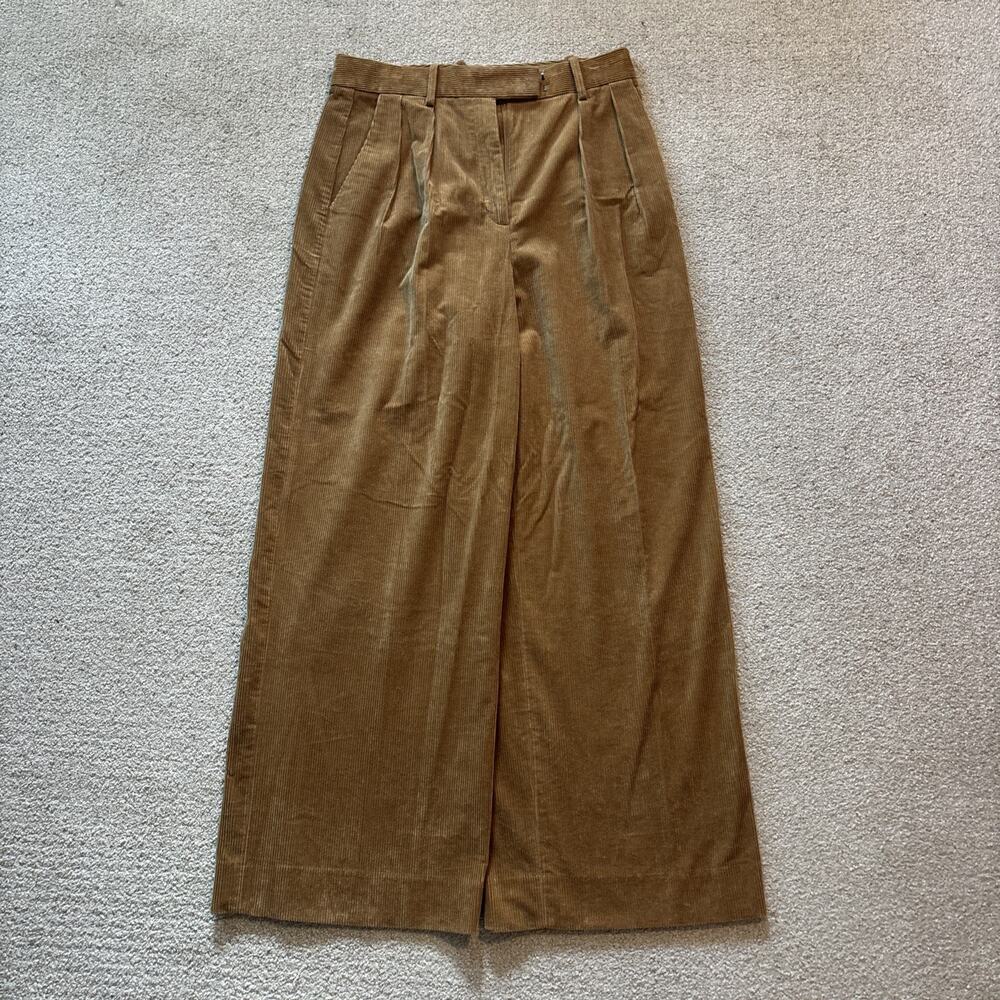 Banana Republic Women Sz 10 Rivoli Relaxed Wide-Leg Corduroy Pants Brown Pleated